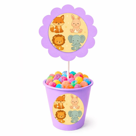 Centro de Mesa Flor Personalizado Animais Fofinhos Baby - Imagem 3