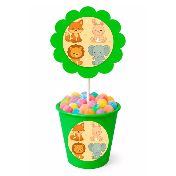 Centro de Mesa Flor Personalizado Animais Fofinhos Baby - Imagem 5