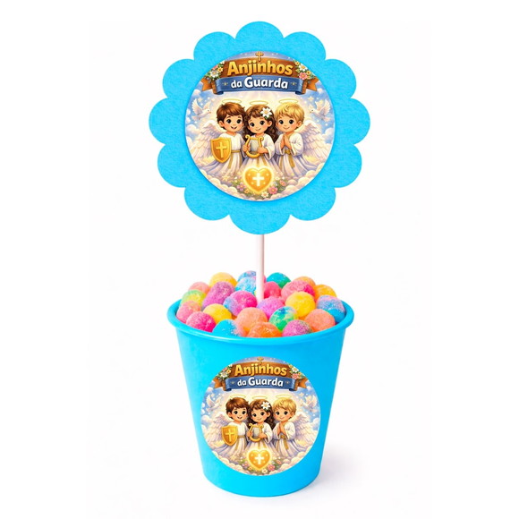Centro de Mesa Flor Personalizado Anjinhos da Guarda