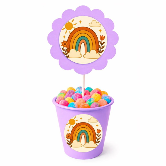 Centro de Mesa Flor Personalizado Arco-íris Boho - Imagem 3