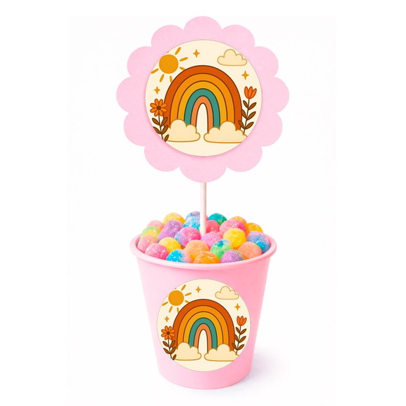 Centro de Mesa Flor Personalizado Arco-íris Boho - Imagem 2
