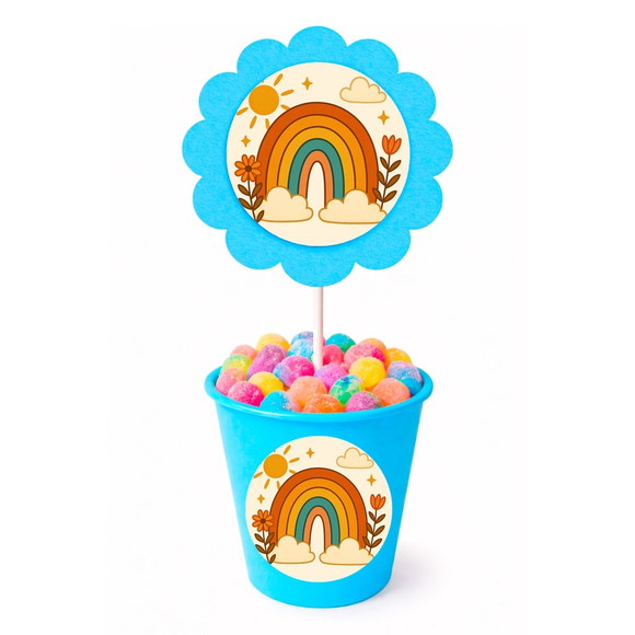 Centro de Mesa Flor Personalizado Arco-íris Boho