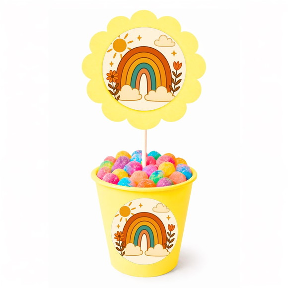 Centro de Mesa Flor Personalizado Arco-íris Boho - Imagem 4