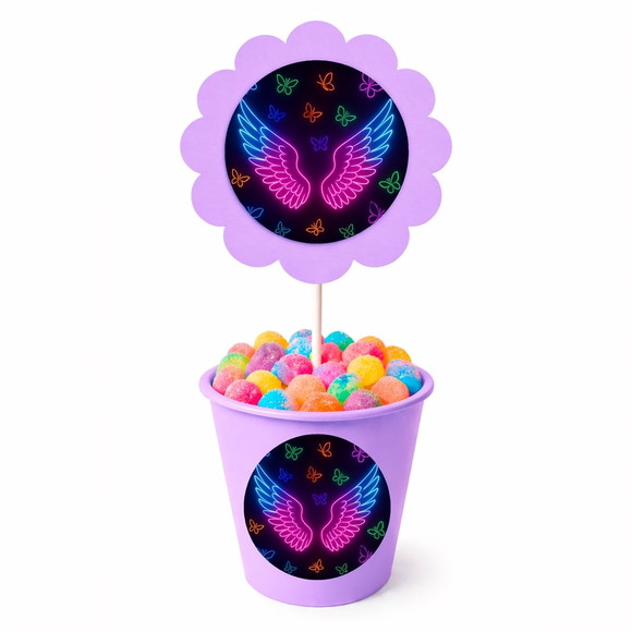 Centro de Mesa Flor Personalizado Asas Neon - Imagem 3