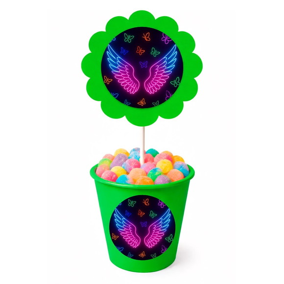 Centro de Mesa Flor Personalizado Asas Neon - Imagem 5