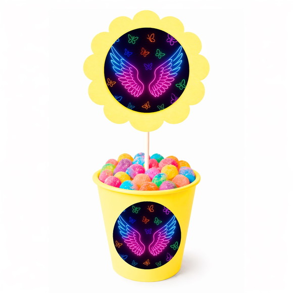 Centro de Mesa Flor Personalizado Asas Neon - Imagem 4