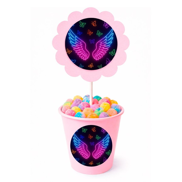 Centro de Mesa Flor Personalizado Asas Neon - Imagem 2