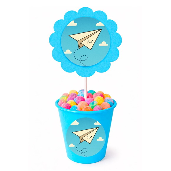 Centro de Mesa Flor Personalizado Aviãozinho de Papel