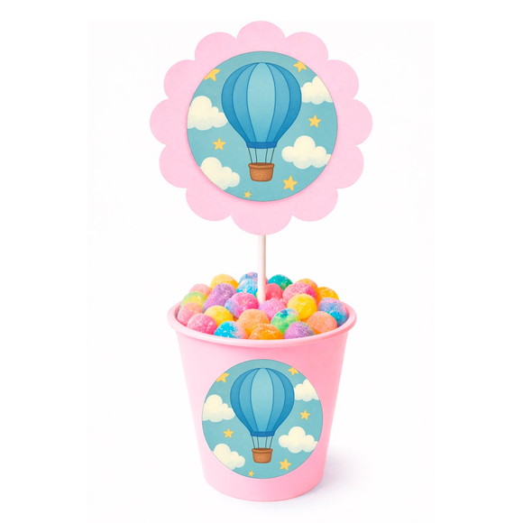 Centro de Mesa Flor Personalizado Balão de Ar Azul - Imagem 2