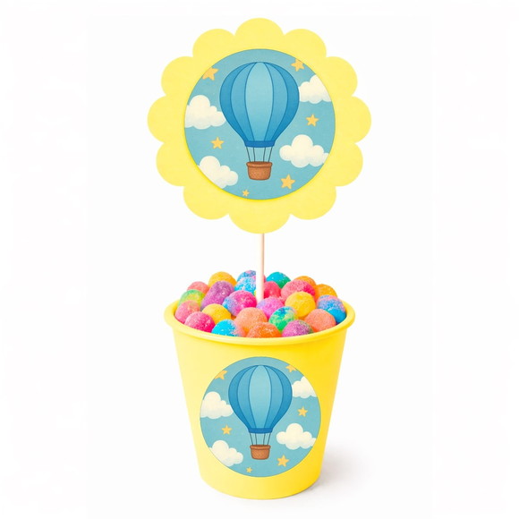 Centro de Mesa Flor Personalizado Balão de Ar Azul - Imagem 4