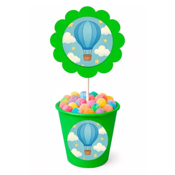 Centro de Mesa Flor Personalizado Balão de Ar Azul - Imagem 5