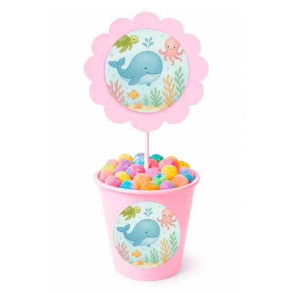 Centro de Mesa Flor Personalizado Baleia Aquarela - Imagem 2