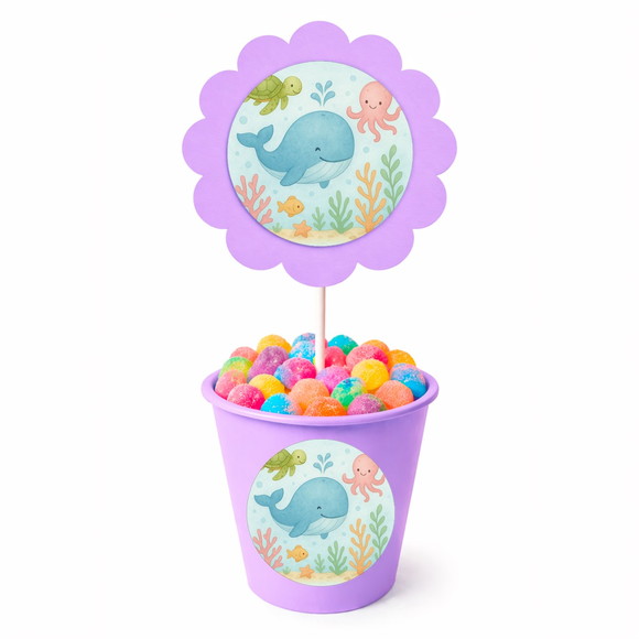 Centro de Mesa Flor Personalizado Baleia Aquarela - Imagem 3