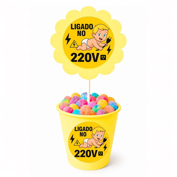 Centro de Mesa Flor Personalizado Bebê Ligado no 220v - Imagem 4