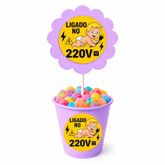Centro de Mesa Flor Personalizado Bebê Ligado no 220v - Imagem 3