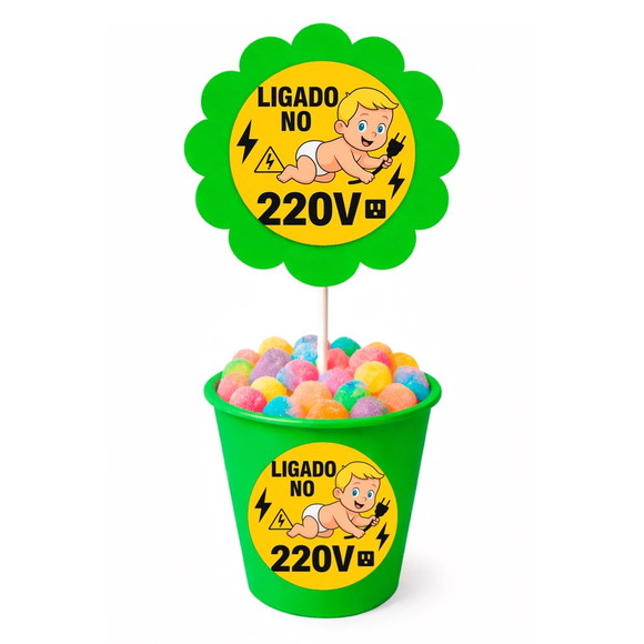 Centro de Mesa Flor Personalizado Bebê Ligado no 220v - Imagem 5