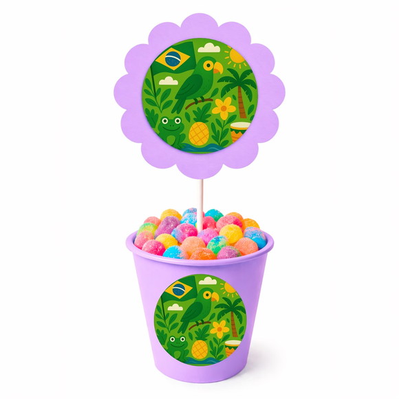Centro de Mesa Flor Personalizado Brasil Verde Amarelo - Imagem 3