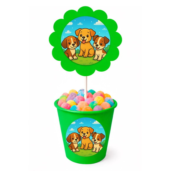 Centro de Mesa Flor Personalizado Cachorrinhos - Imagem 5