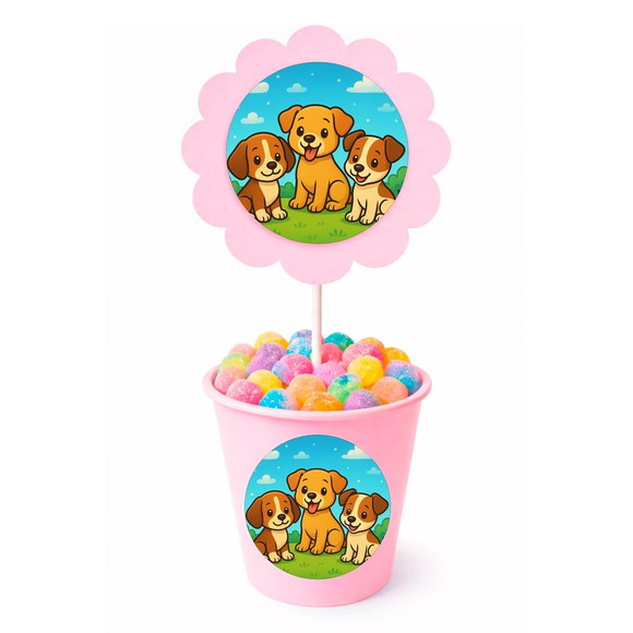 Centro de Mesa Flor Personalizado Cachorrinhos - Imagem 2