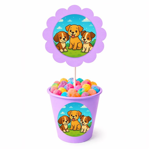 Centro de Mesa Flor Personalizado Cachorrinhos - Imagem 3