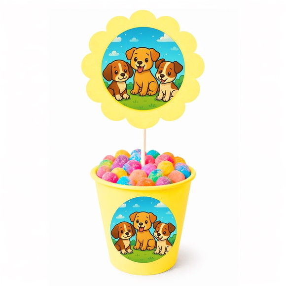 Centro de Mesa Flor Personalizado Cachorrinhos - Imagem 4