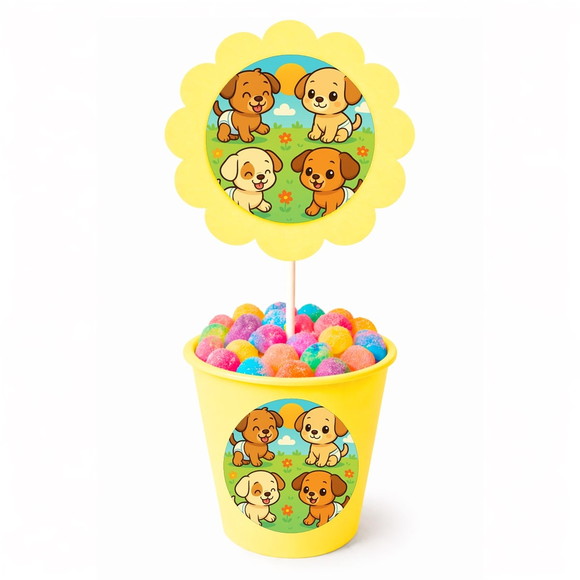 Centro de Mesa Flor Personalizado Cachorrinhos Baby - Imagem 4