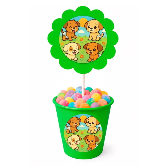 Centro de Mesa Flor Personalizado Cachorrinhos Baby - Imagem 5