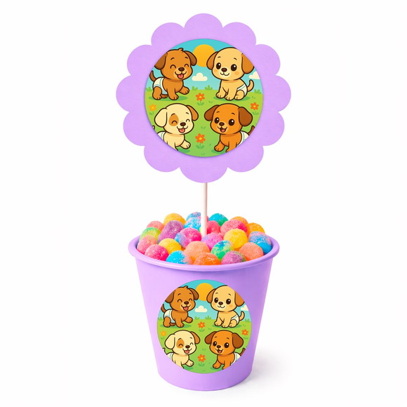 Centro de Mesa Flor Personalizado Cachorrinhos Baby - Imagem 3