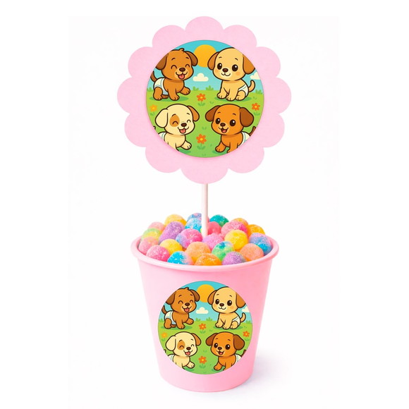 Centro de Mesa Flor Personalizado Cachorrinhos Baby - Imagem 2