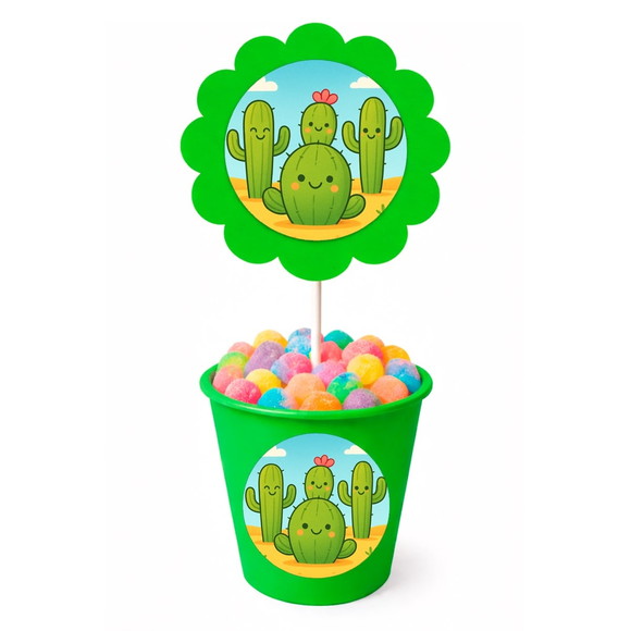 Centro de Mesa Flor Personalizado Cactos Fofos - Imagem 5
