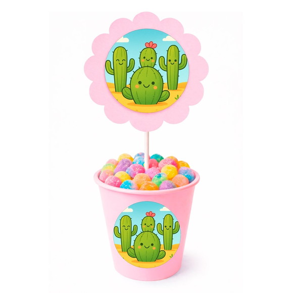 Centro de Mesa Flor Personalizado Cactos Fofos - Imagem 2