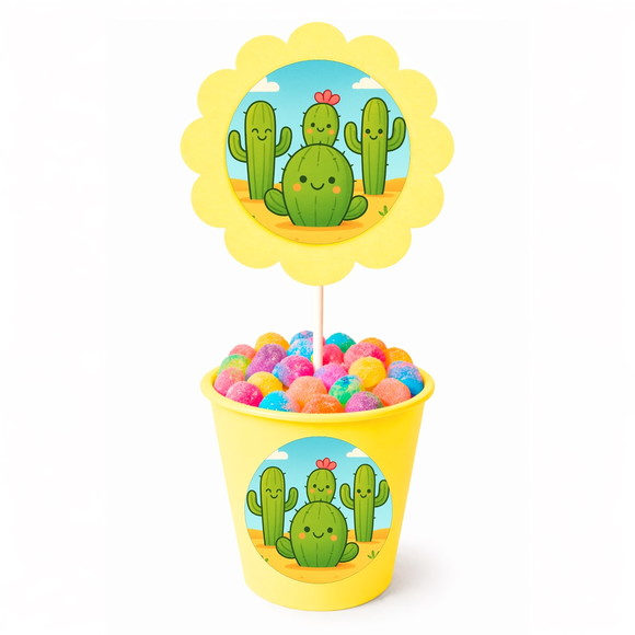 Centro de Mesa Flor Personalizado Cactos Fofos - Imagem 4