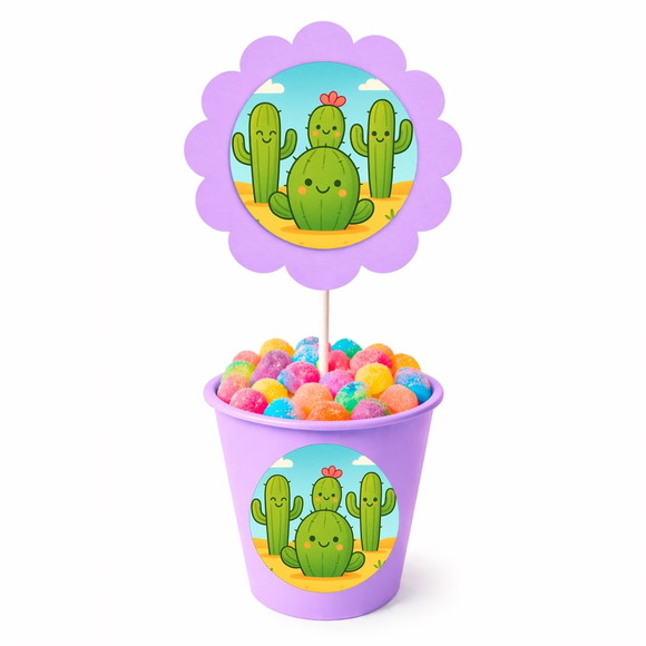 Centro de Mesa Flor Personalizado Cactos Fofos - Imagem 3