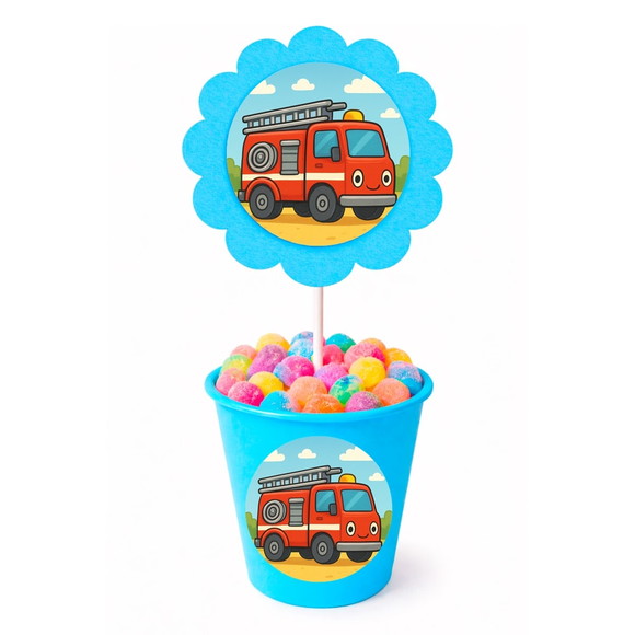 Centro de Mesa Flor Personalizado Caminhão de Bombeiro