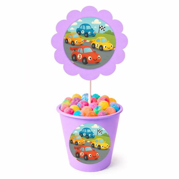 Centro de Mesa Flor Personalizado Carros de Corridas - Imagem 3
