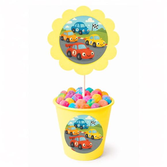 Centro de Mesa Flor Personalizado Carros de Corridas - Imagem 4