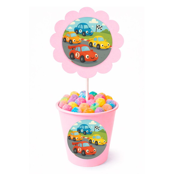 Centro de Mesa Flor Personalizado Carros de Corridas - Imagem 2