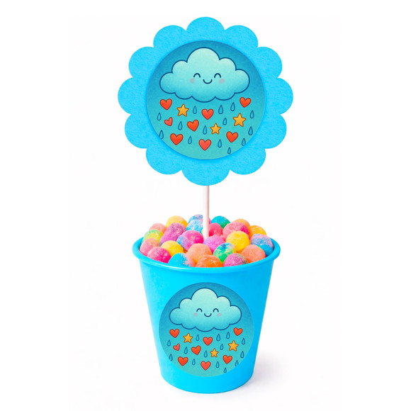 Centro de Mesa Flor Personalizado Chuva de Bênçãos