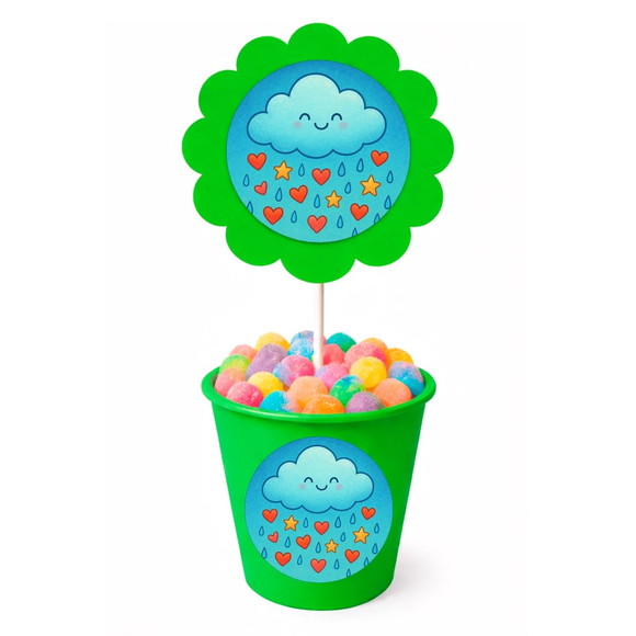 Centro de Mesa Flor Personalizado Chuva de Bênçãos - Imagem 5