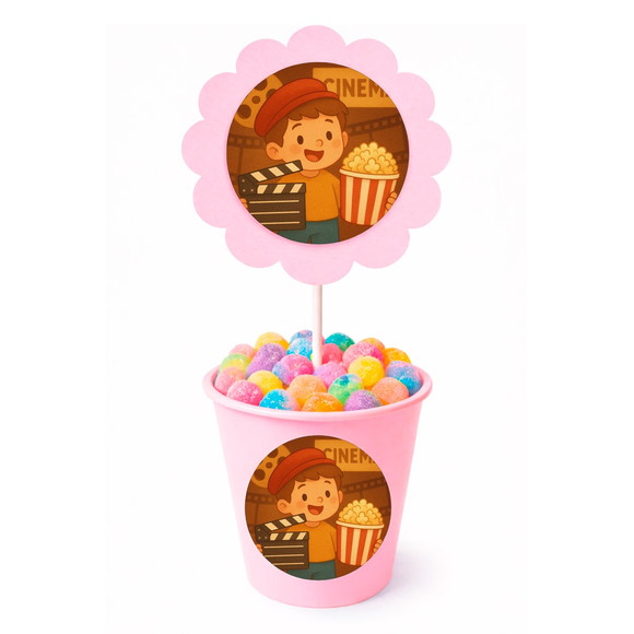 Centro de Mesa Flor Personalizado Cinema Antigo - Imagem 2