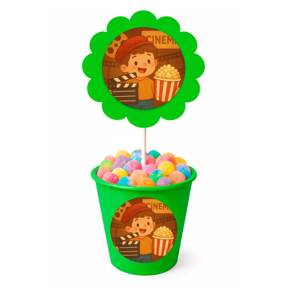 Centro de Mesa Flor Personalizado Cinema Antigo - Imagem 5