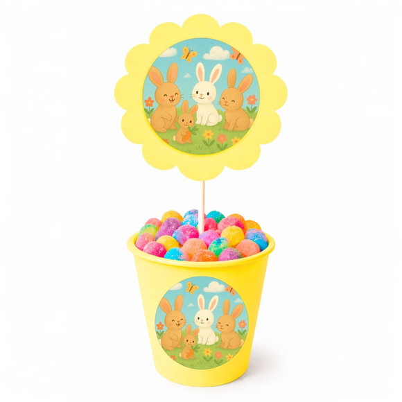 Centro de Mesa Flor Personalizado Coelhinhos - Imagem 4