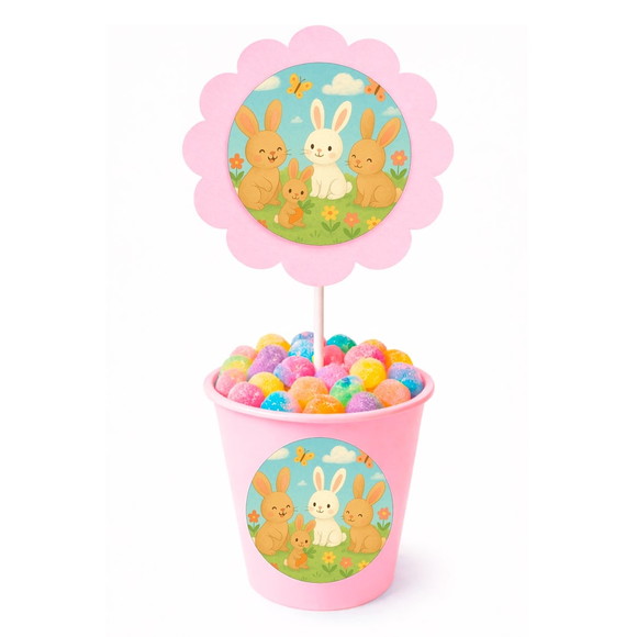 Centro de Mesa Flor Personalizado Coelhinhos - Imagem 2