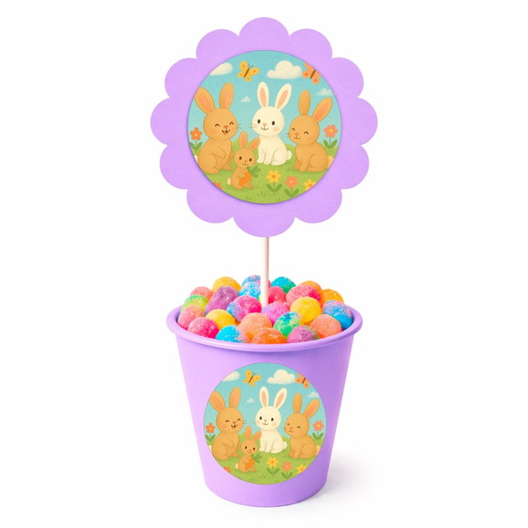 Centro de Mesa Flor Personalizado Coelhinhos - Imagem 3