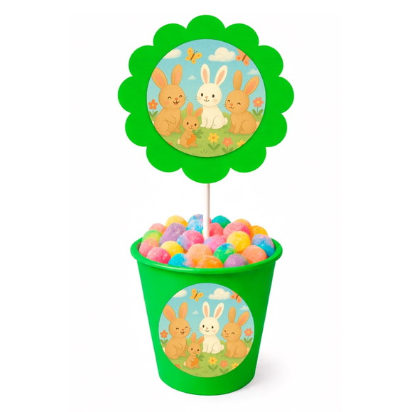 Centro de Mesa Flor Personalizado Coelhinhos - Imagem 5
