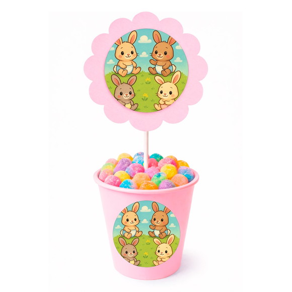 Centro de Mesa Flor Personalizado Coelhinhos Baby - Imagem 2