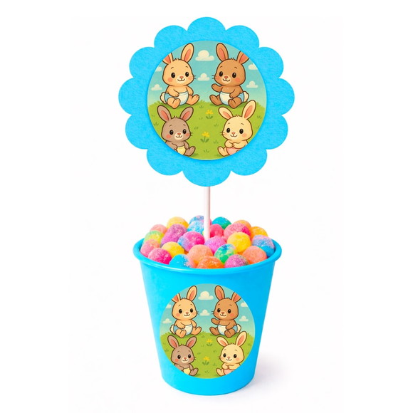 Centro de Mesa Flor Personalizado Coelhinhos Baby