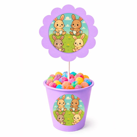 Centro de Mesa Flor Personalizado Coelhinhos Baby - Imagem 3