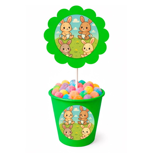 Centro de Mesa Flor Personalizado Coelhinhos Baby - Imagem 5