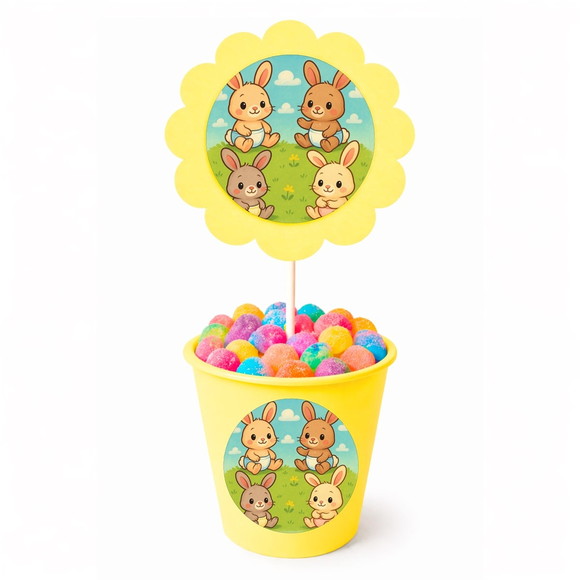 Centro de Mesa Flor Personalizado Coelhinhos Baby - Imagem 4
